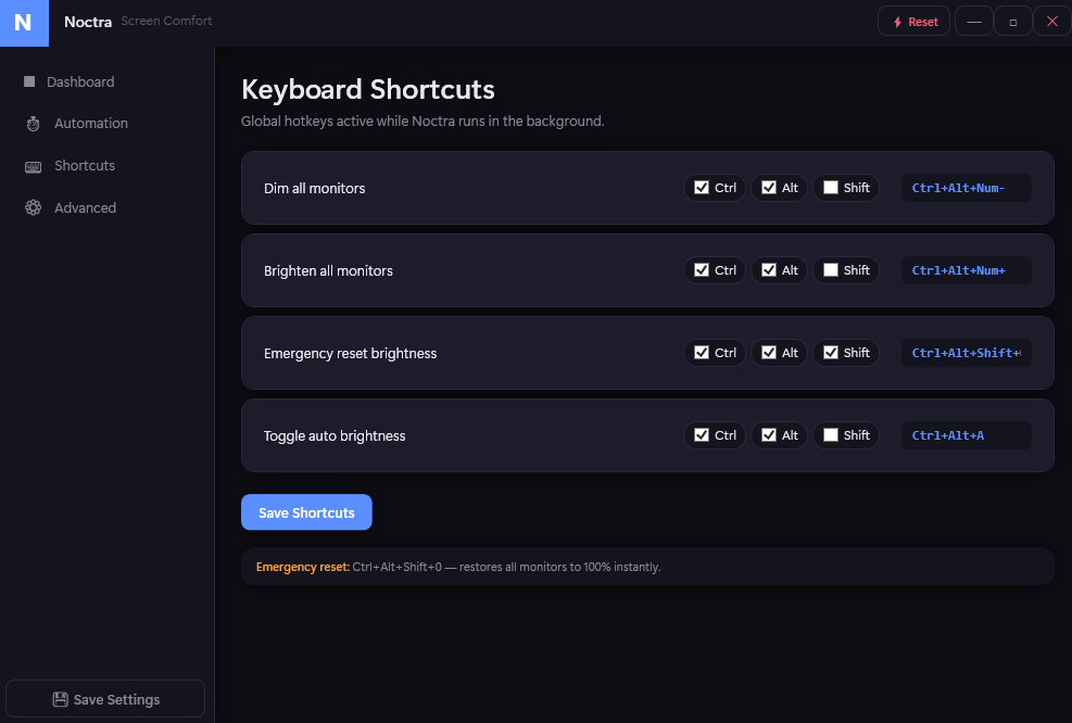 Noctra Shortcuts