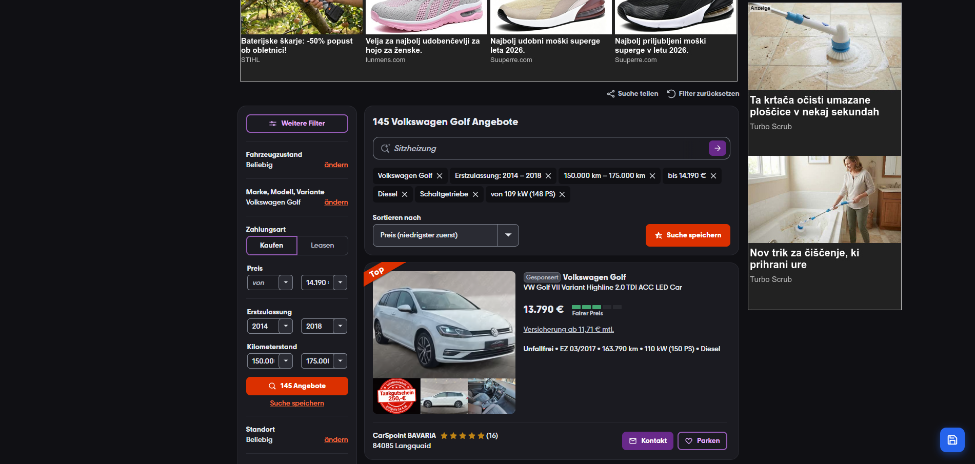 AutoFinder Mobile.de rezultat